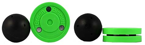 Green Biscuit compared to a stick handling ball